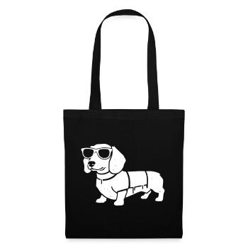 Dachshund Dog Sunglasses Walking Vector - Tote Bag - black - Front