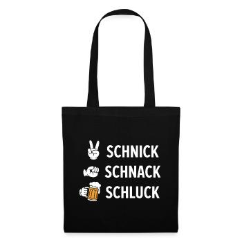 Schnich Schnack Schluck - Funny Drinking Meme - Stoffbeutel - Schwarz - Vorne