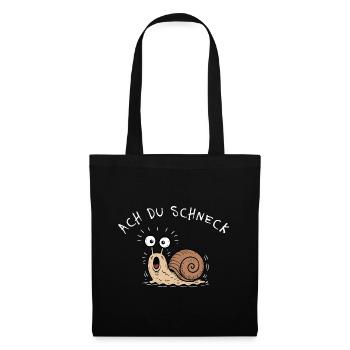 Ach Du Schneck! Lustiges Wortspiel Schnecke - Stoffbeutel - Schwarz - Vorne