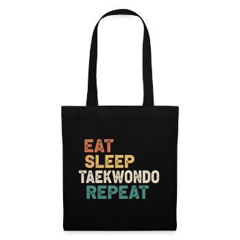 Eat Sleep Taekwondo Repeat - Retro Kampfsport  - Stoffbeutel - Schwarz - Vorne