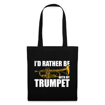 I'd rather be with my trombone Trompetenspieler - Stoffbeutel - Schwarz - Vorne