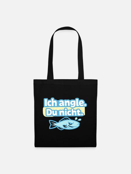 Ich angle. Du nicht. Fischdesign - Stoffbeutel - Schwarz