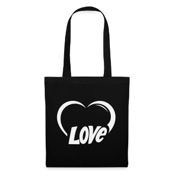 Lettrage Heart Love - Sac en tissu - noir - Devant