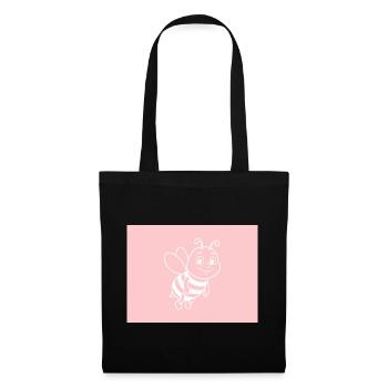 Illustration d'une abeille rose sur fond rose - Sac en tissu - noir - Devant