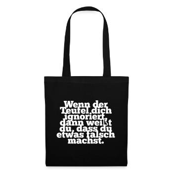 Teufel Shirt Damen Glauben Spruch Lustig - Stoffbeutel - Schwarz - Vorne