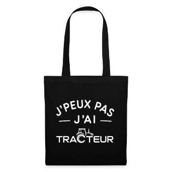 Tracteur Humour Cadeau Passionné d'Agriculture - Sac en tissu - noir - Devant