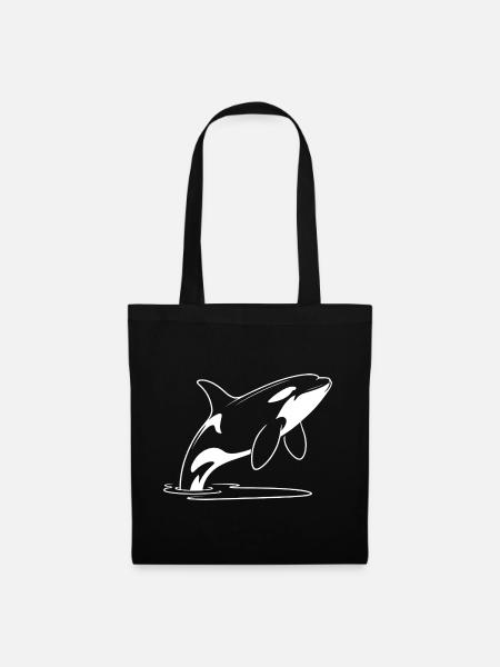 Orca Sprung Silhouette - Stoffbeutel - Schwarz