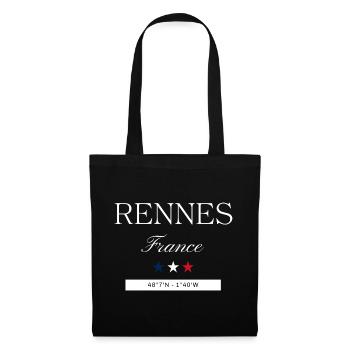 Rennes Frankreich Souvenir – Reise minimalistisch - Stoffbeutel - Schwarz - Vorne