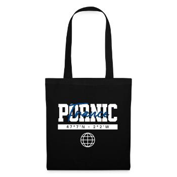 Pornic Frankreich Koordinaten Reise Souvenir - Stoffbeutel - Schwarz - Vorne