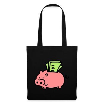 Sparschwein - Scheine 3 - Stoffbeutel - Schwarz - Vorne