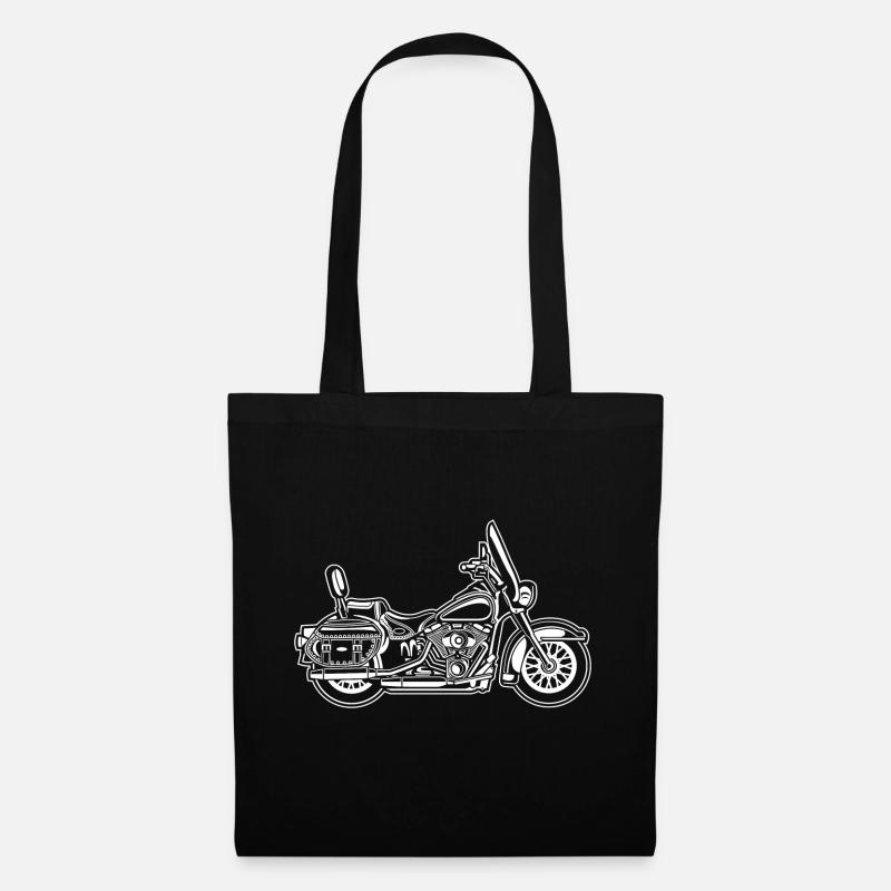 Chopper / Motorrad 06_weiß - Stoffbeutel - Schwarz