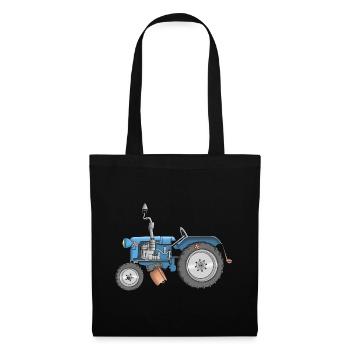 cooler Traktor - Landwirtschaft - Cartoon - Stoffbeutel - Schwarz - Vorne