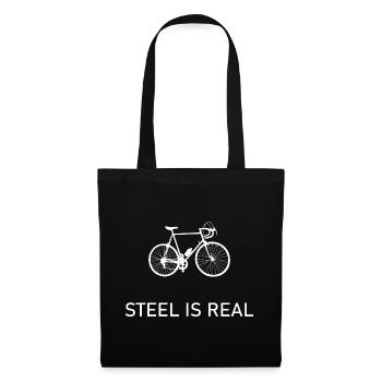 Steel is real - Classique de vélo de course vintage - Sac en tissu - noir - Devant