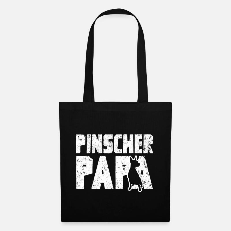 Pinscher Papa weiß - Stoffbeutel - Schwarz
