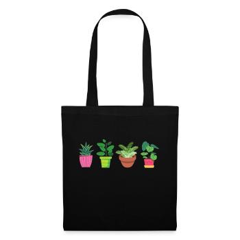 Fleurs - Sac en tissu - noir - Devant