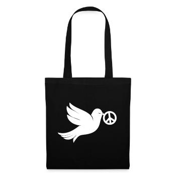 Signe de paix de la colombe de la paix - Sac en tissu - noir - Devant