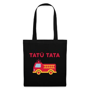 Tatü tata (Feuerwehrauto mit Leiter) - Stoffbeutel - Schwarz - Vorne