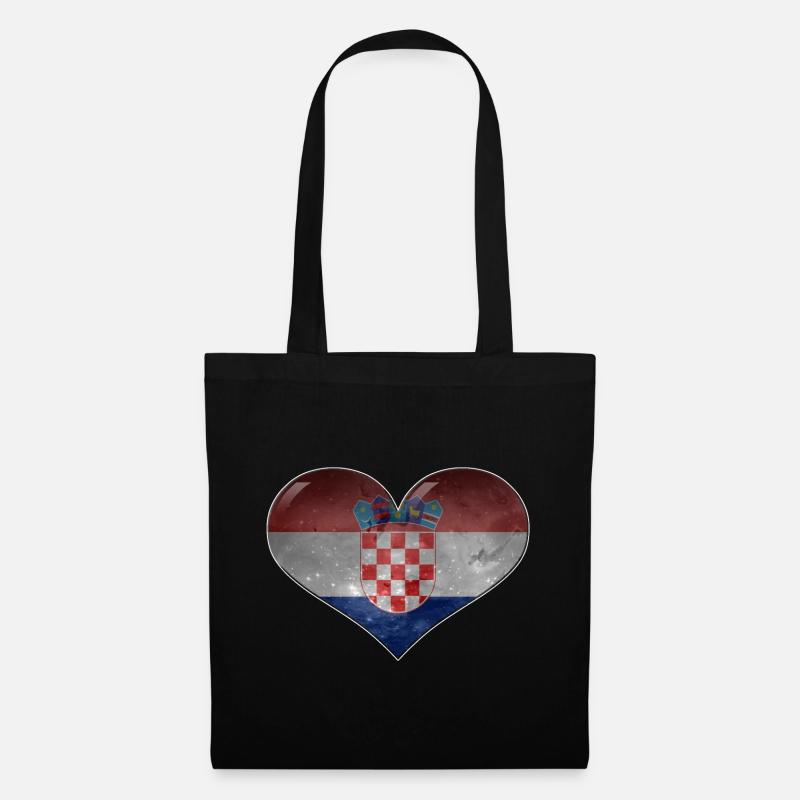 Kroatien-Herz - Stoffbeutel - Schwarz
