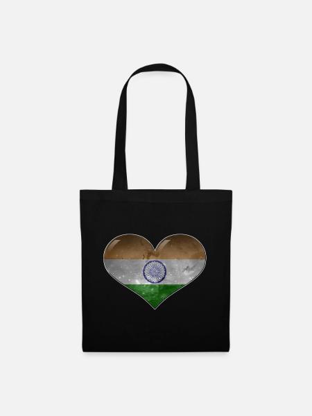 Indien-Herz - Stoffbeutel - Schwarz