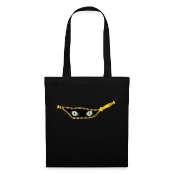 Zeisverschluss Katzenaugen Zippverschluß Geschenk - Stoffbeutel - Schwarz - Vorne