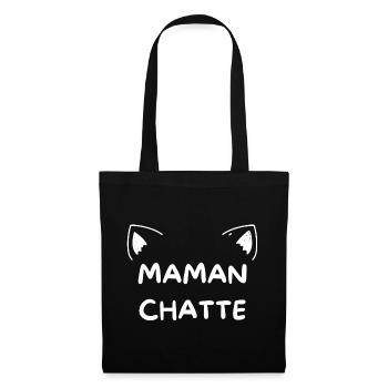 Cadeau 'Maman Chatte', pour les Mamans - Sac en tissu - noir - Devant