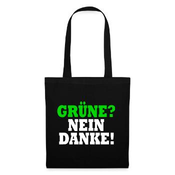 grüne nein danke - Stoffbeutel - Schwarz - Vorne