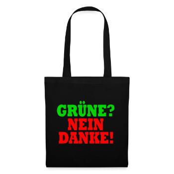 grüne nein danke - Stoffbeutel - Schwarz - Vorne
