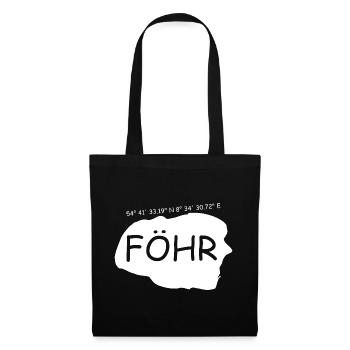 Föhr Koordinaten - Stoffbeutel - Schwarz - Vorne