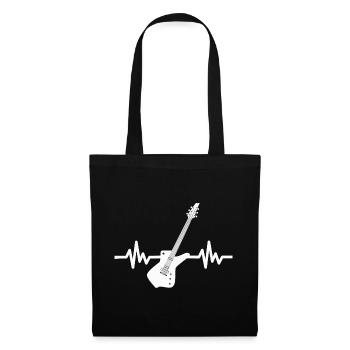 Herzschlag Gitarre - Rock n Roll Punk Band Metal - Stoffbeutel - Schwarz - Vorne