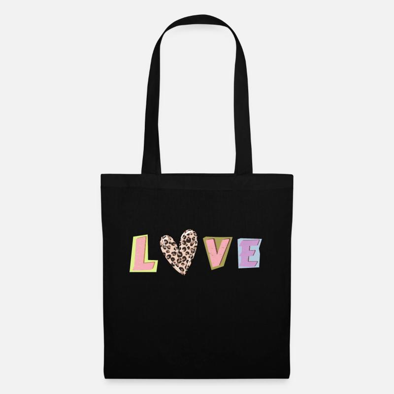 love leopard - Stoffbeutel - Schwarz