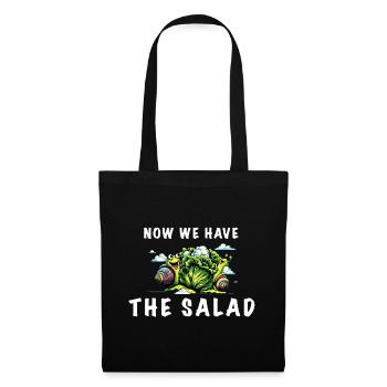 denglisch spruch now we have the salad schnecke - Stoffbeutel - Schwarz - Vorne