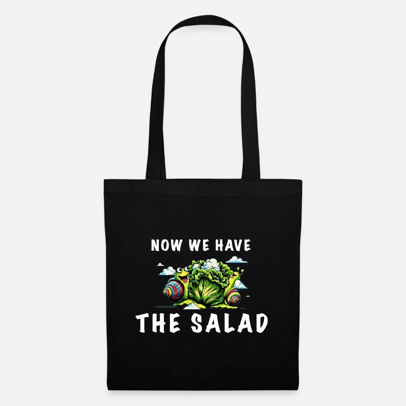 denglisch spruch now we have the salad schnecke - Stoffbeutel - Schwarz