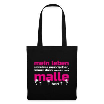 Mein Leben Malle (Schrift pink/weiß) - Stoffbeutel - Schwarz - Vorne