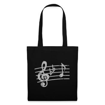 Clé de sol, partition, clé de musicien - Sac en tissu - noir - Devant