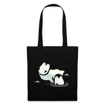 Two penguins playing in the water with floe - Tote Bag - black - Front
