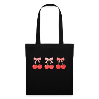 Coquette Bow Aesthetic Cherry Red Pink Cherry - Tote Bag - black - Front
