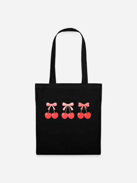 Coquette Bow Esthétique Rouge Cerise Rose Cerises - Tygväska - svart