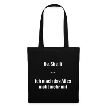 He, She, It Meme Shirt – For Teachers and Students - Tote Bag - black - Front