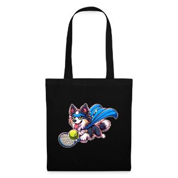Superheld Corgi Mit Tennisball Und Umhang - Stoffbeutel - Schwarz - Vorne