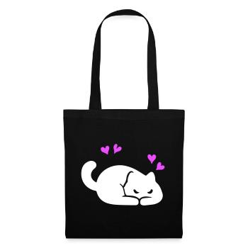Katze Liebe - Stoffbeutel - Schwarz - Vorne