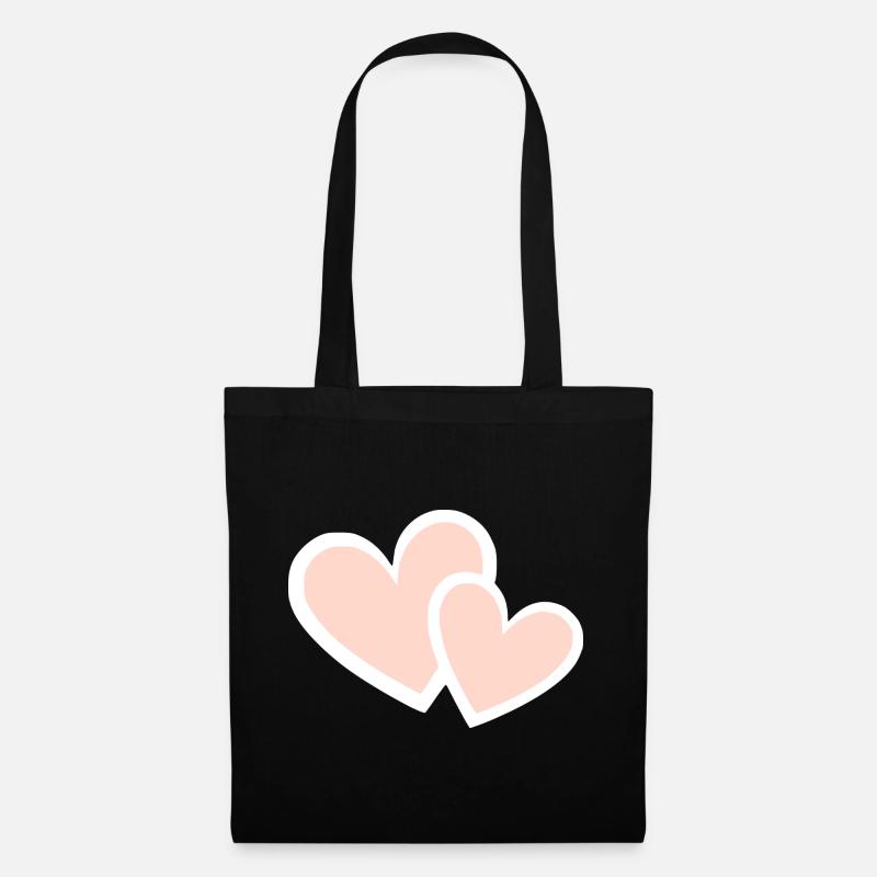 Valentinstag Pink Heart, Valentinstag - Stoffbeutel - Schwarz