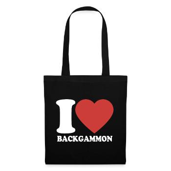 J’adore le backgammon | Jeu de société | Don - Sac en tissu - noir - Devant