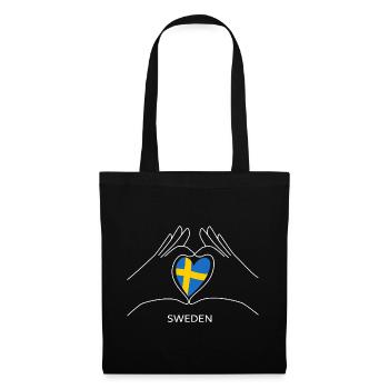 Schweden Herz mit Schwedischer Flagge Sweden Fan - Stoffbeutel - Schwarz - Vorne