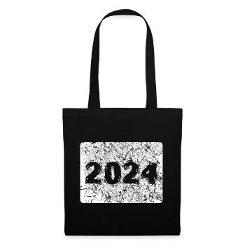 Zahl 2024 - Stoffbeutel - Schwarz - Vorne