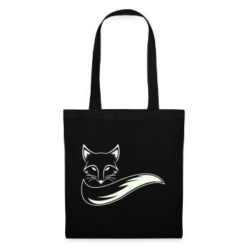 Fuchs Silhouette mit Schweif - Stoffbeutel - Schwarz - Vorne
