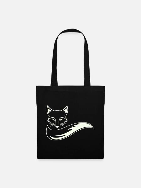 Fuchs Silhouette mit Schweif - Stoffbeutel - Schwarz