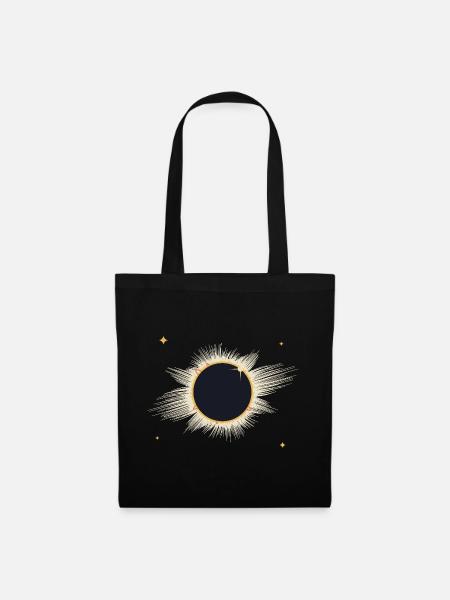 Totale Sonnenfinsternis aus feinen Strahlen - Stoffbeutel - Schwarz