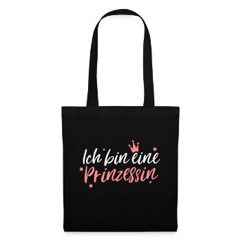 Ich bin eine Prinzessin Partnershirt - Stoffbeutel - Schwarz - Vorne