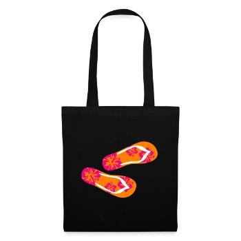 Babouches Hibiscus Tongs Vacances d’été Fun - Sac en tissu - noir - Devant