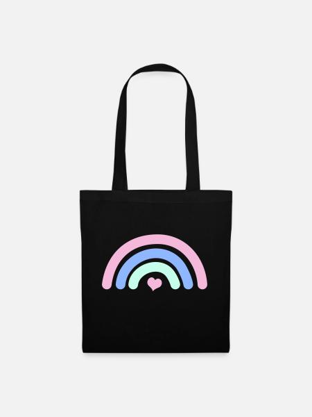 Regenbogen - Stoffbeutel - Schwarz